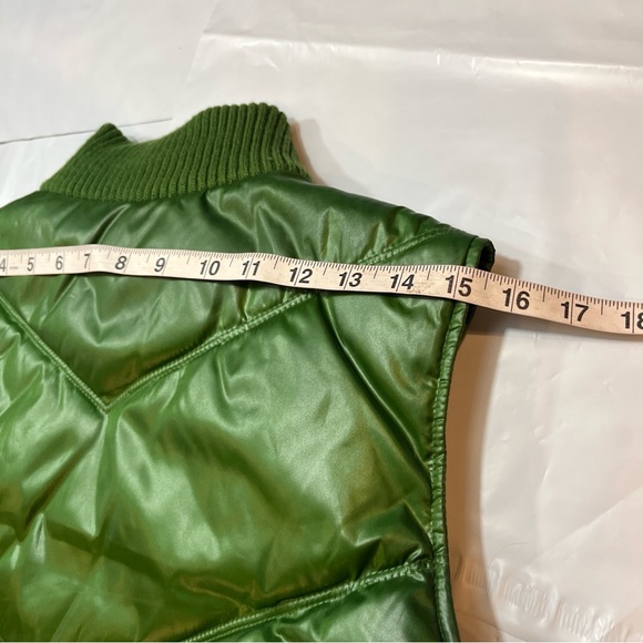 Old Navy GREEN Puffer Vest Full Zip Pockets Sleeveless Jacket RIBBED BAND NECK M - Picture 8 of 14